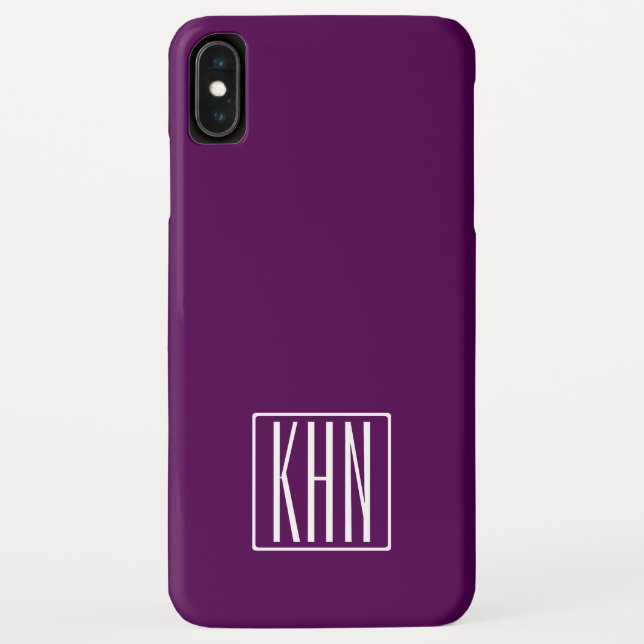 Capa Para iPhone, Case-Mate Monograma de Iniciais | Branco Sobre Roxo Profundo (Verso)