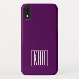 Capa Para iPhone Da Case-Mate Monograma de Iniciais | Branco Sobre Roxo Profundo