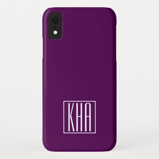 Capa Para iPhone, Case-Mate Monograma de Iniciais | Branco Sobre Roxo Profundo (Verso)