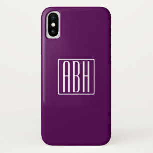 Capa Para iPhone Da Case-Mate Monograma de Iniciais Branco Sobre Roxo Profundo