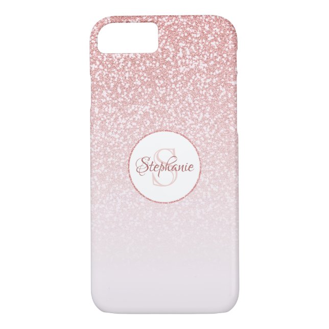 Capa Para iPhone, Case-Mate Monograma de Largura Dourada com Rosa Blush (Verso)
