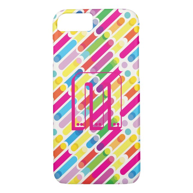 Capa Para iPhone, Case-Mate Monograma de Linhas Diagonais do Arco-Íris Pop (Verso)