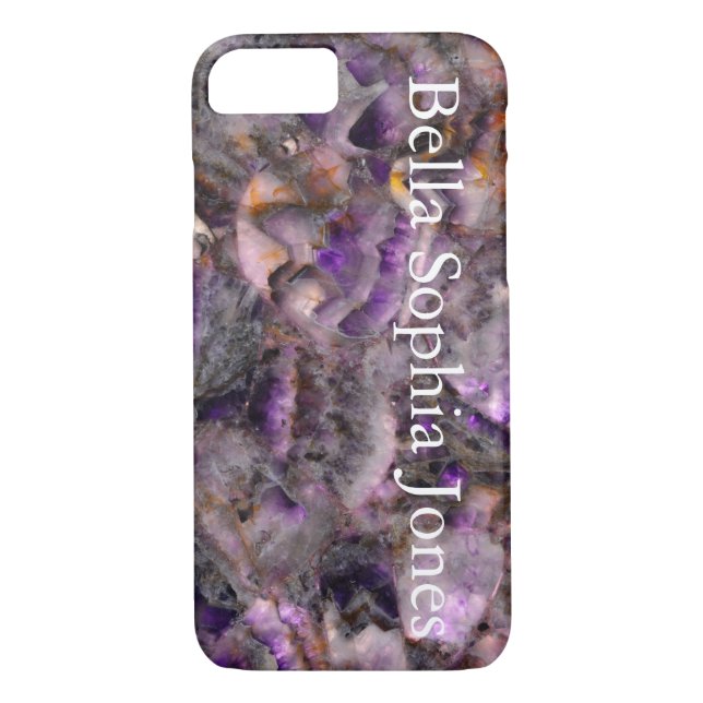 Capa Para iPhone, Case-Mate Monograma de mármore do Quartz Roxo Elegante (Verso)