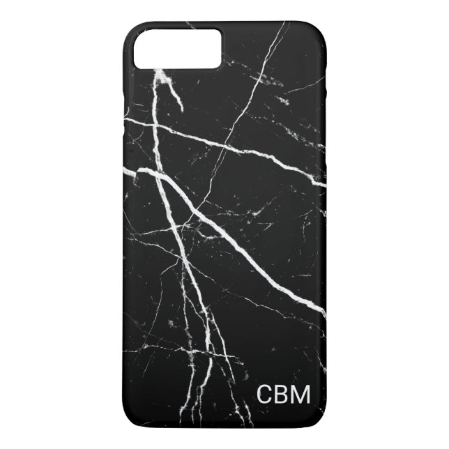 Capa Para iPhone, Case-Mate Monograma de mármore preto (Verso)