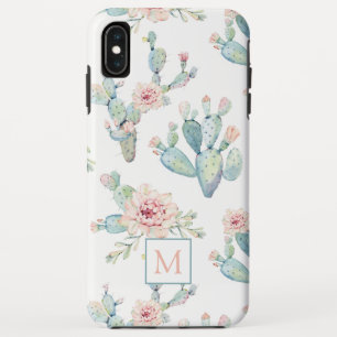 Capa Para iPhone Da Case-Mate Monograma de padrão de cactus com aquarela