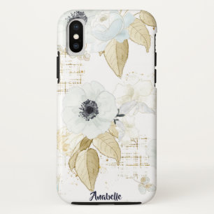 Capa Para iPhone Da Case-Mate Monograma de Padrão de Flores primavera Azul e Br