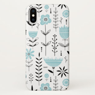 Capa Para iPhone Da Case-Mate Monograma de Padrão Floral Escandinavo Azul