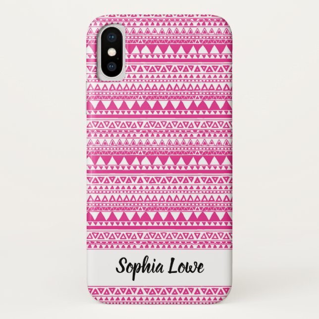 Capa Para iPhone, Case-Mate Monograma de Padrão Tribal Rosa (Verso)