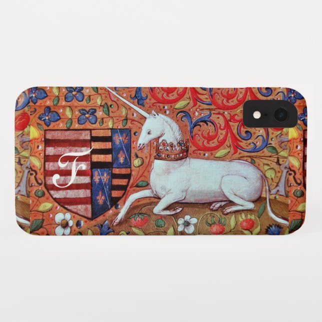 Capa Para iPhone, Case-Mate Monograma de Pergaminho Castanho da UNICORN (Verso (Horizontal))
