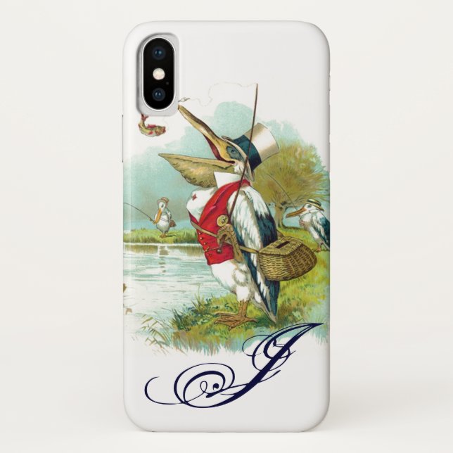 Capa Para iPhone, Case-Mate MONOGRAMA DE PESCA PELICAN, branco (Verso)