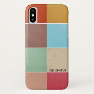 Capa Para iPhone X Monograma de quadrados coloridos