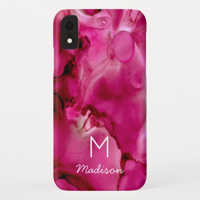 Capa Para iPhone, Case-Mate Monograma de textura alcoólica rosa com lipagem se (Verso)