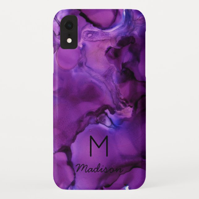 Capa Para iPhone, Case-Mate Monograma de textura de álcool púrpura ultra viole (Verso)