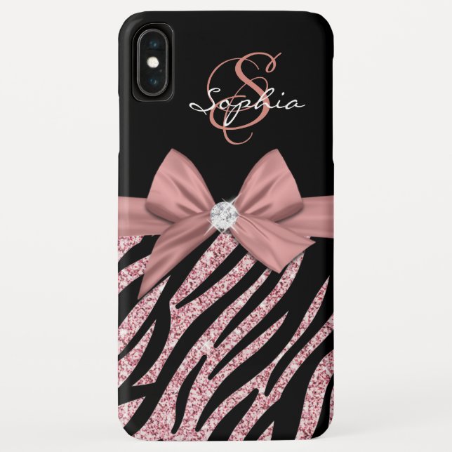 Capa Para iPhone, Case-Mate Monograma do Arco rosa Dourado Glitter Black Zebra (Verso)