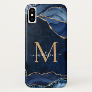 Capa Para iPhone Da Case-Mate Monograma do Gemstone Gemstone Azul Dourado Glitte
