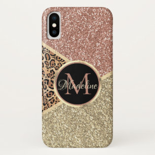 Capa Para iPhone Da Case-Mate Monograma do Leopardo Dourado com Rosa striptease