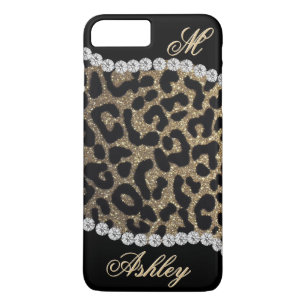 Capa iPhone 8 Plus/7 Plus Monograma do leopardo e do diamante