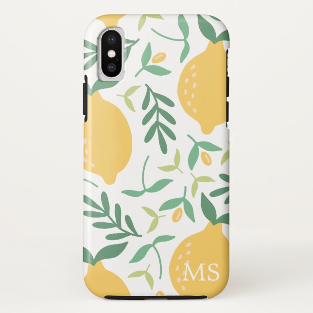 Capa Para iPhone, Case-Mate Monograma do Padrão de Limão Amarelo-Fazenda-Brito (Verso)