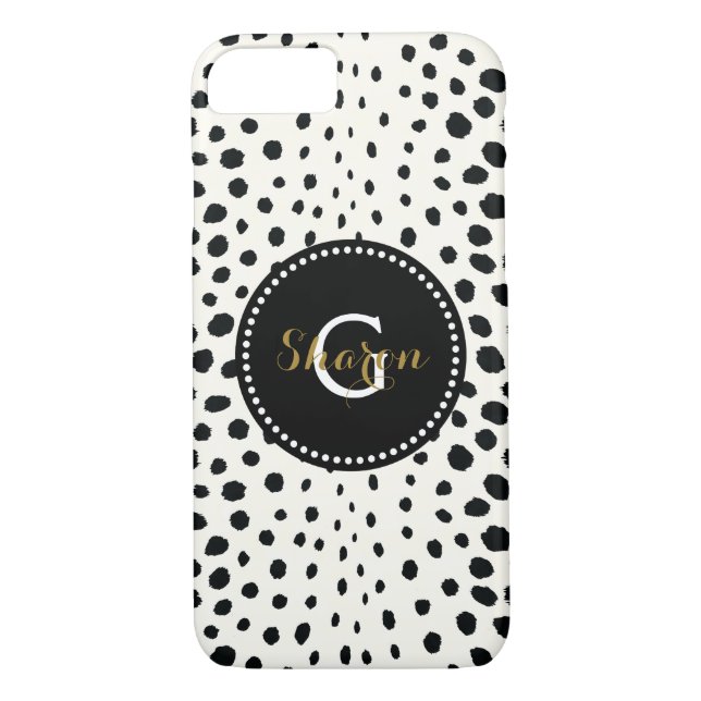Capa Para iPhone, Case-Mate Monograma do padrão-impressão do chic black cheeta (Verso)