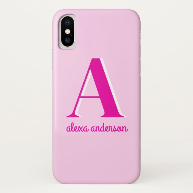 Capa Para iPhone, Case-Mate Monograma Dolly Retro Rosa Quente (Verso)