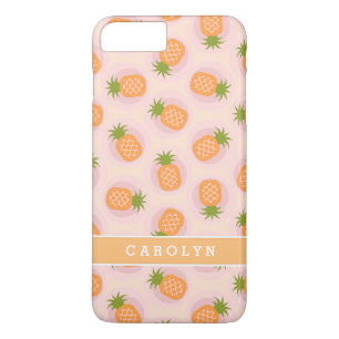 Capa Para iPhone Da Case-Mate Monograma dos padrões de abacaxi cor-de-laranja-ro