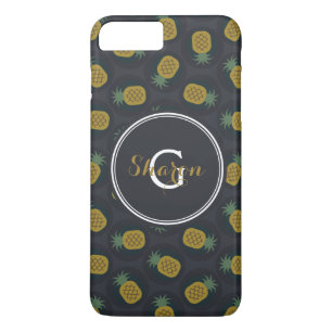 Capa Para iPhone Da Case-Mate Monograma dos padrões de abacaxi de ouro preto