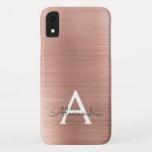 Capa Para iPhone Da Case-Mate Monograma Dourado de aço inoxidável rosa rosa rosa<br><div class="desc">Mala Dourada Rosa Rosa Rosa Rosa, Magra E Sem Sano, Monograma Elegante De Folha De Aço Ilegível. Esse caso pode ser personalizado para incluir seu nome inicial e próprio.</div>