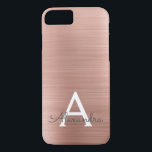 Capa iPhone 8/ 7 Monograma Dourado de aço inoxidável rosa rosa rosa<br><div class="desc">Mala Dourada Rosa Rosa Rosa Rosa,  Faux Stainless Steel Elegante Monograma. Esse caso pode ser personalizado para incluir seu nome inicial e próprio.</div>