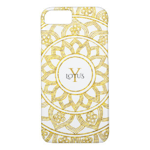 Capa iPhone 8/ 7 Monograma Dourado de Mandala Floral