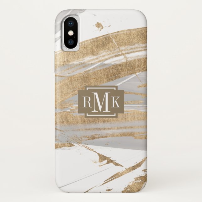 Capa Para iPhone, Case-Mate Monograma | DOURADO e CINZAS (Verso)