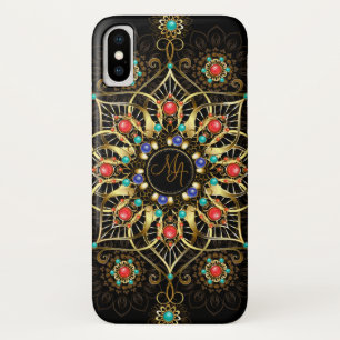 Capa Para iPhone Da Case-Mate Monograma Dourado Turquiose Red Mandala Jewel