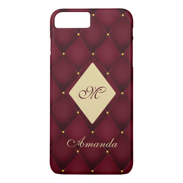 Capa Para iPhone, Case-Mate Monograma Dourado Vermelho Elegante Tufado (Verso)