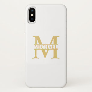 Capa Para iPhone Da Case-Mate Monograma e Nome Personalizados Branco e Dourado