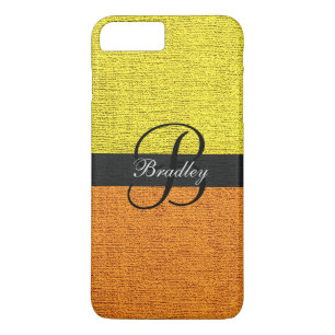 Capa iPhone 8 Plus/7 Plus Monograma Elegante Amarelo e Laranja