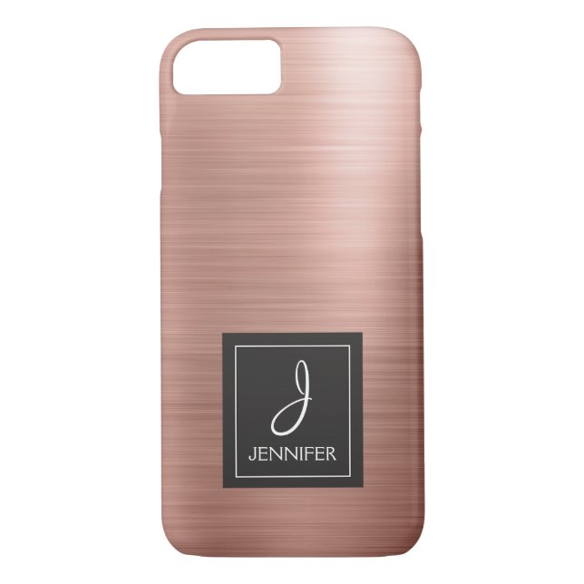 Capa Para iPhone, Case-Mate Monograma Elegante Dourado de Metal Rosa Rosa Rosa (Verso)