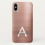 Capa Para iPhone X Monograma Elegante Dourado de Metal Rosa Rosa Rosa<br><div class="desc">Rosa Rosa Rosa Rosa Rosa Dourada,  Escoou Um Monograma Elegante Metálico. Esse caso pode ser personalizado para incluir seu nome inicial e próprio.</div>