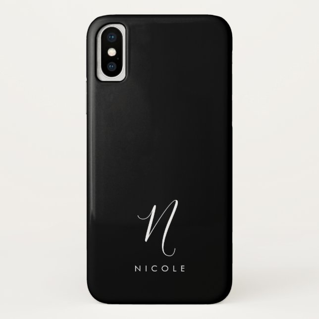 Capa Para iPhone, Case-Mate Monograma Elegante Preto e Branco (Verso)