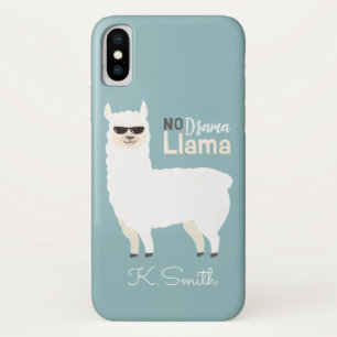 Capa Para iPhone X Monograma. Engraçado, Alpaca. Sem Drama Llama.