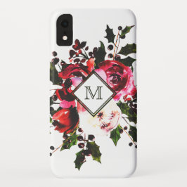 Capa Para iPhone Da Case-Mate Monograma floral do rosa clássico do vintage da
