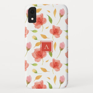 Capa Para iPhone Da Case-Mate Monograma floral do teste padrão da aguarela