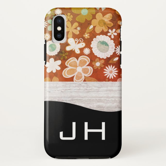 Capa Para iPhone, Case-Mate Monograma Floral e Textura (Verso)