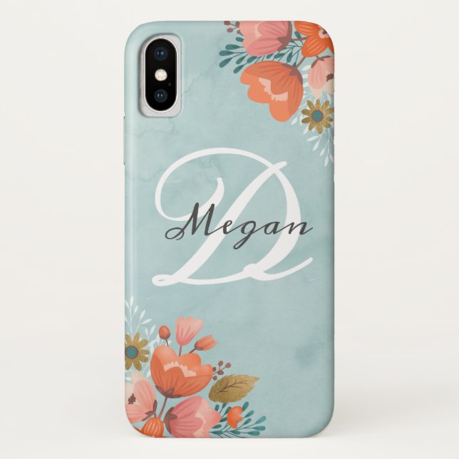 Capa Para iPhone, Case-Mate Monograma Floral Rosa Elegante (Verso)