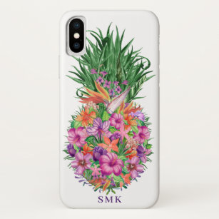 Capa Para iPhone Da Case-Mate Monograma floral tropical da aguarela do abacaxi