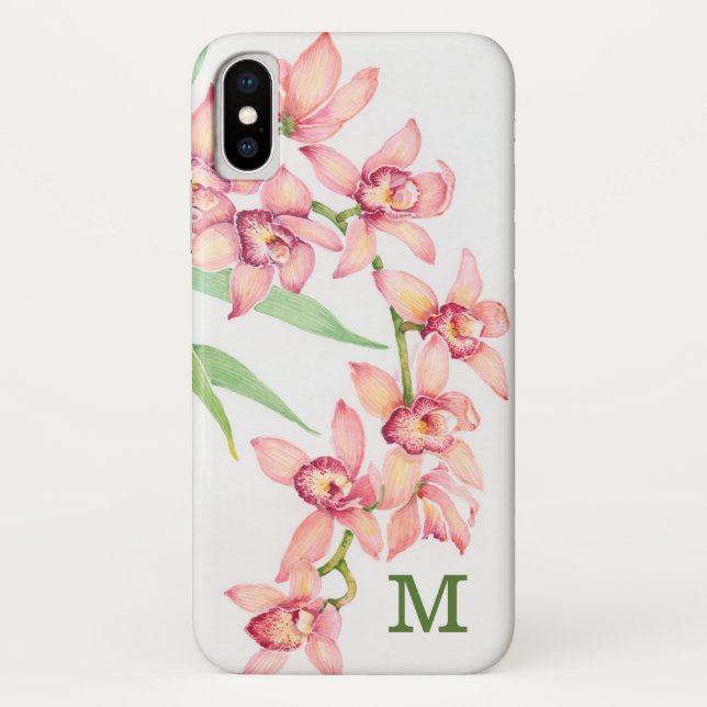 Capa Para iPhone, Case-Mate Monograma | Flores De Cor De Água Rosa (Verso)