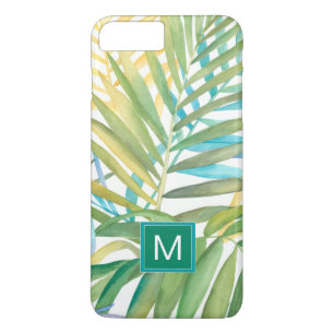 Capa iPhone 8 Plus/7 Plus Monograma Folhas Tropicais De Palmeiras