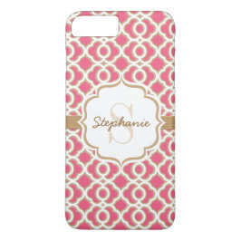 Capa Para iPhone Da Case-Mate Monograma Fúcsia e Quatrefoil Dourado