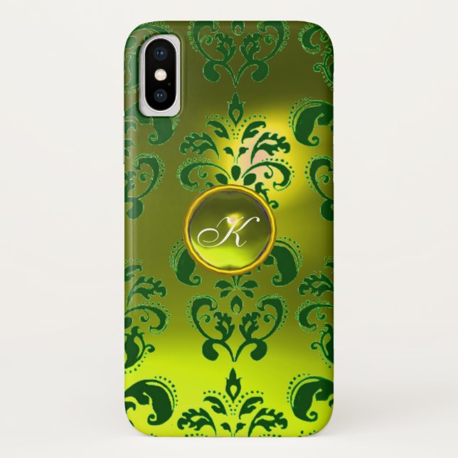 CAPA PARA iPhone, Case-Mate  MONOGRAMA GEMSTONE AMARELO VERDE (Verso)