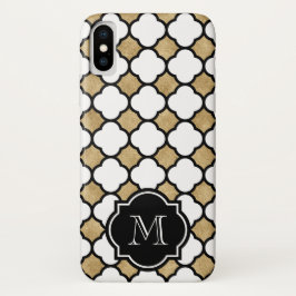 Capa Para iPhone Da Case-Mate Monograma Geométrico Dourado Branco Quatrefol