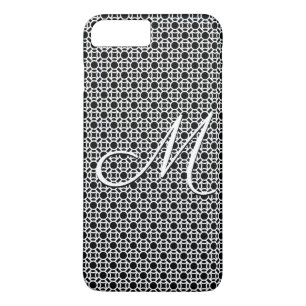Capa iPhone 8 Plus/7 Plus Monograma Geométrico em Preto e Branco