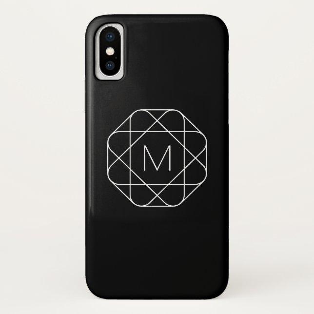 Capa Para iPhone, Case-Mate Monograma Geométrico Preto e Branco (Verso)